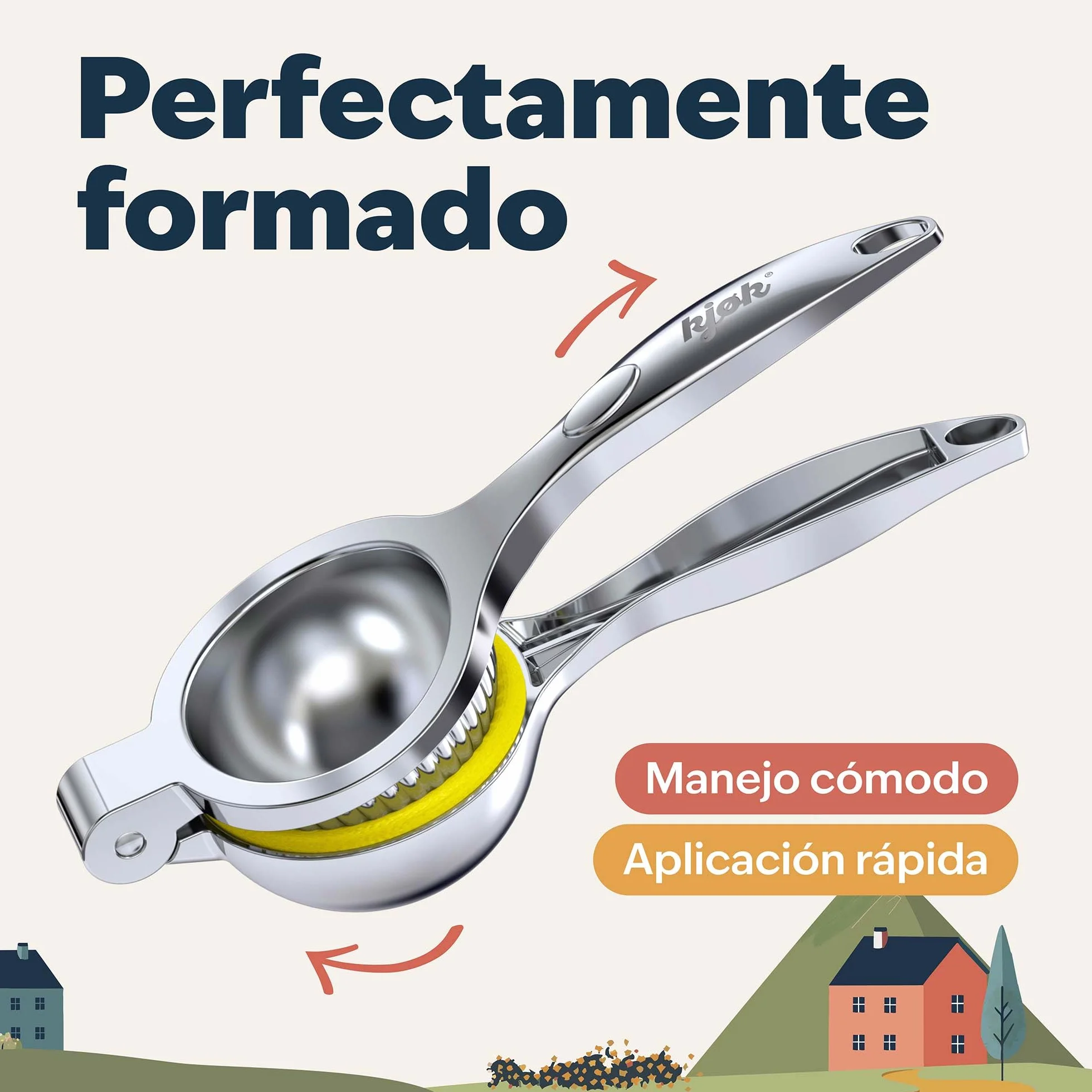 kjøk Premium Exprimidor de limón manual – exprimidor de cítricos para limones, limas y naranjas pequeñas – zumo sin semillas y sin esfuerzo, apto para lavavajillas – para cocina, bar y cócteles