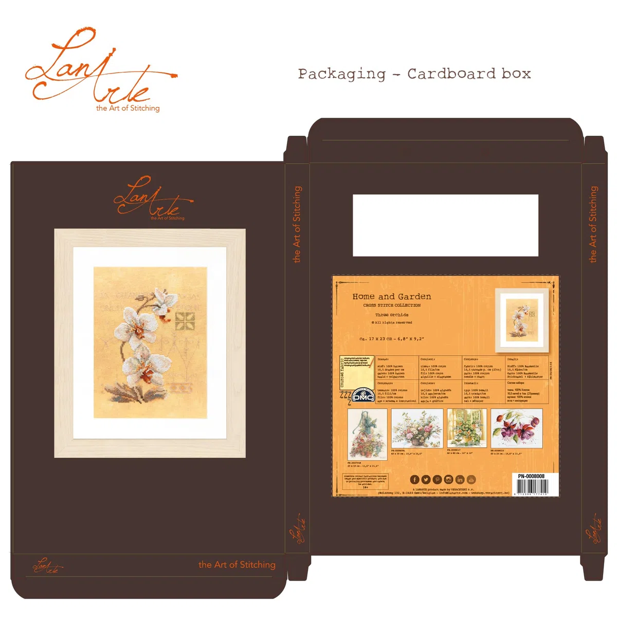 LANARTE Kits De Punto De Cruz Contado Completo Arte De Pared DIY 3 ORQUÍDEAS Set Manualidades Adultos Set Decoracion Salon Creativo Regalo ca. 17 x 23 cm Cross Stitch Embroidery