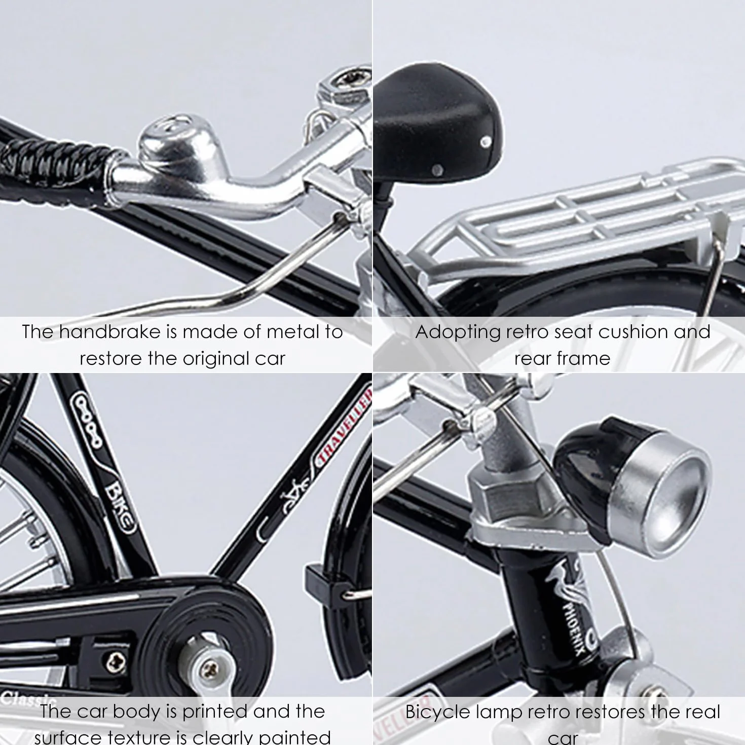 MEMOFYND - Kit de modelo de bicicleta retro de 1 pieza, réplica clásica de bicicleta de dedo, viene con bomba, cesta y maletín, apto para adultos y niños