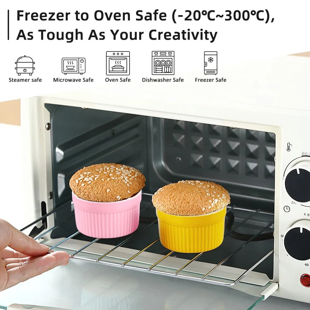 Moldes de cerámica pequeños para souffle para crema brulee, magdalenas, pasteles, soufflés