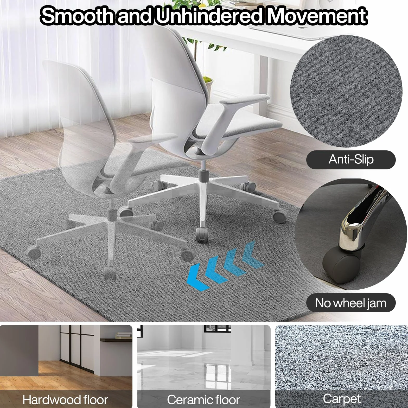 Protector Suelo Silla Ruedas,90 x 140 cm,Gris Oscuro Alfombra Silla Ruedas,Alfombrilla Protectora para Silla de Oficina,Resistente a los arañazos para parqué y Suelos Duros, Silla de Oficina.