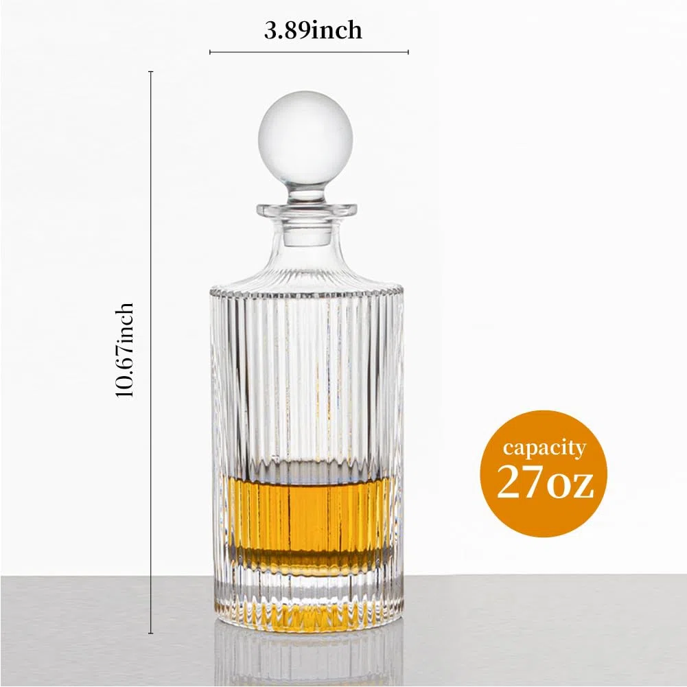 Decantador de whisky y tapón de cristal de 27 onzas para whisky, bourbon, brandy, licor y ron