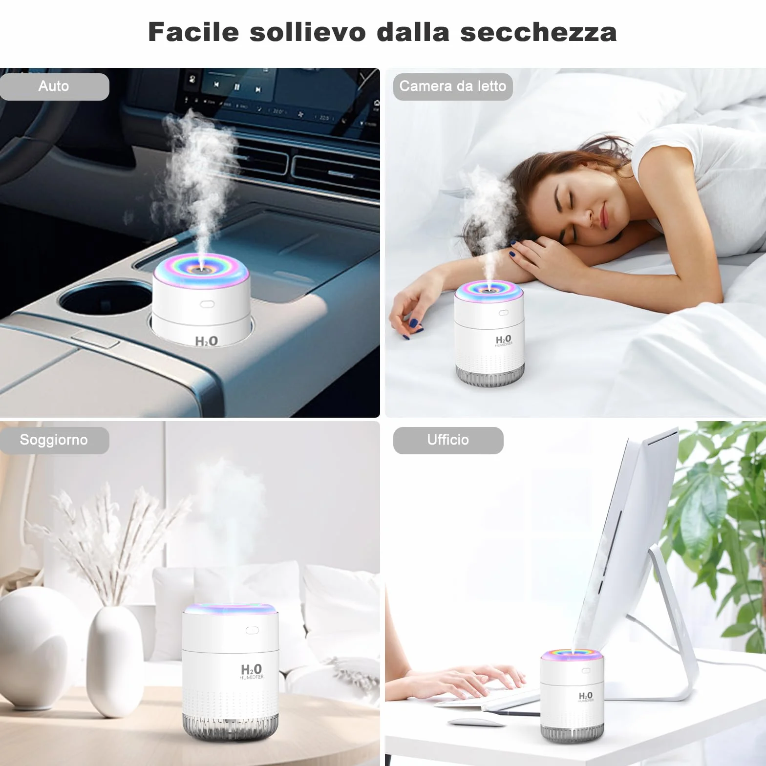 Mini Humidificador de interior con luz LED, apagado automático y dos modos de nebulización