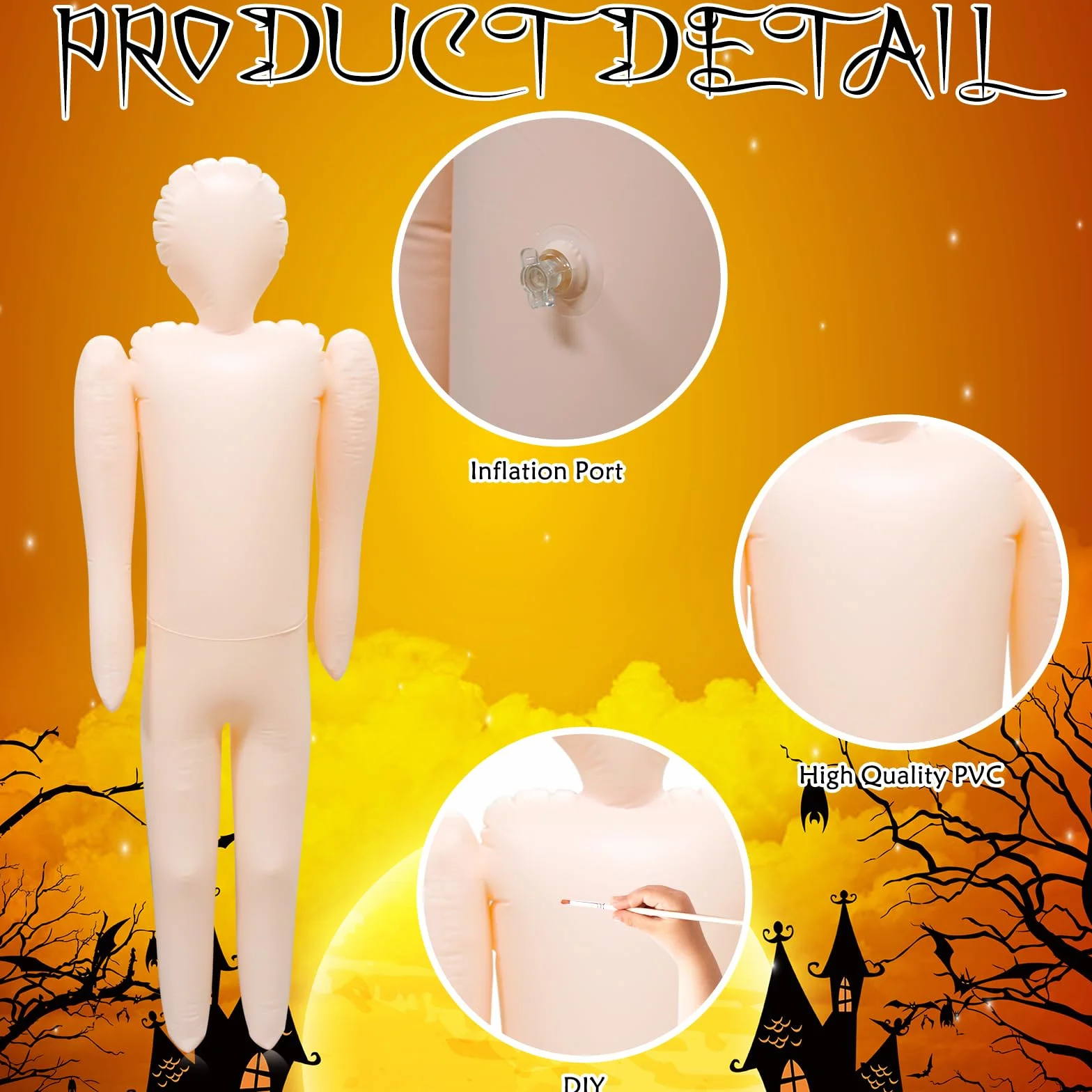 Maniquí de cuerpo inflable de tamaño completo, cadáver de Halloween, decoración de patio de Halloween, muñeco inflable de cuerpo muerto para disfrazarse y exhibición de disfraces para decoraciones