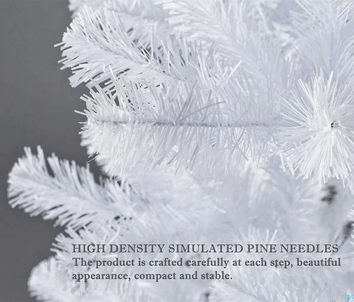 SOLAGUA Árbol de Navidad Artificial C/Efecto Brillo, Arboles con Hojas de Espumillón 120cm a 210cm de Primera Calidad, Súper Natural con el Soporte Metálico.(Blanco Brillo, 180cm 477Tips)