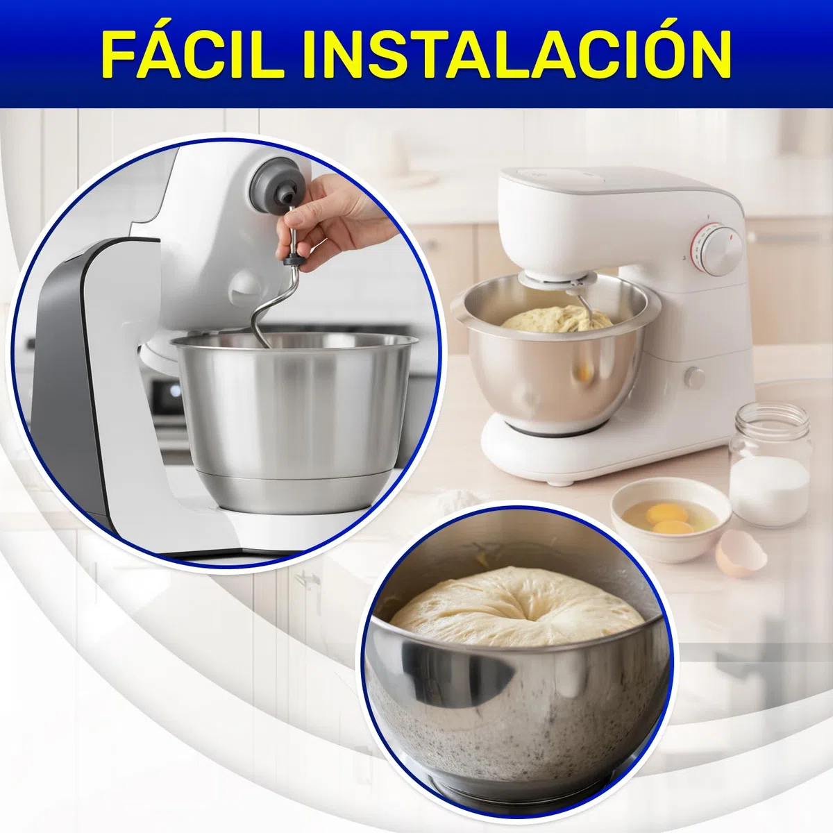 MONTERAL Gancho Amasador Robot de Cocina 190x80x32 mm con Código Original 659890 00659890 para Bosch para Balay para Siemens para Constructa para Neff - Garantía de 10 Años