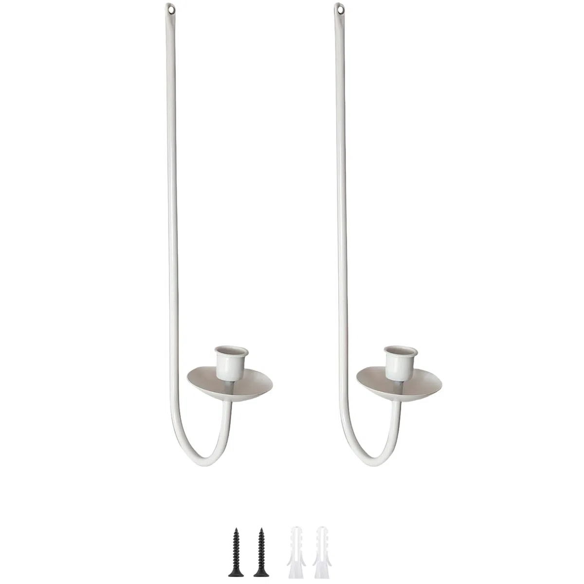 Juego de 2 portavelas de pared de metal, color negro, montaje en pared, candelabro decorativo vintage, decoración de pared antigua (blanco)