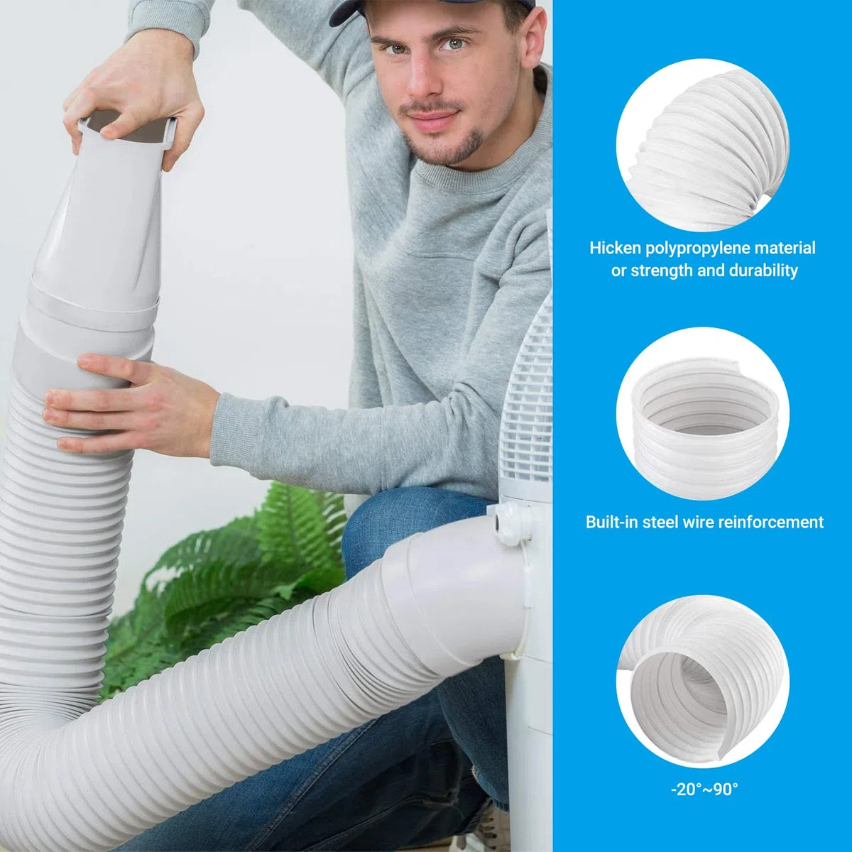 Tubo Aire Acondicionado Portatil, Manguera de Escape para Aire Acondicionado, Tubo de Salida Aire Acondicionado Universal,Tubo Flexible de Salida de Aire de PVC, (Φ15 cm/Longitud 1.5M)