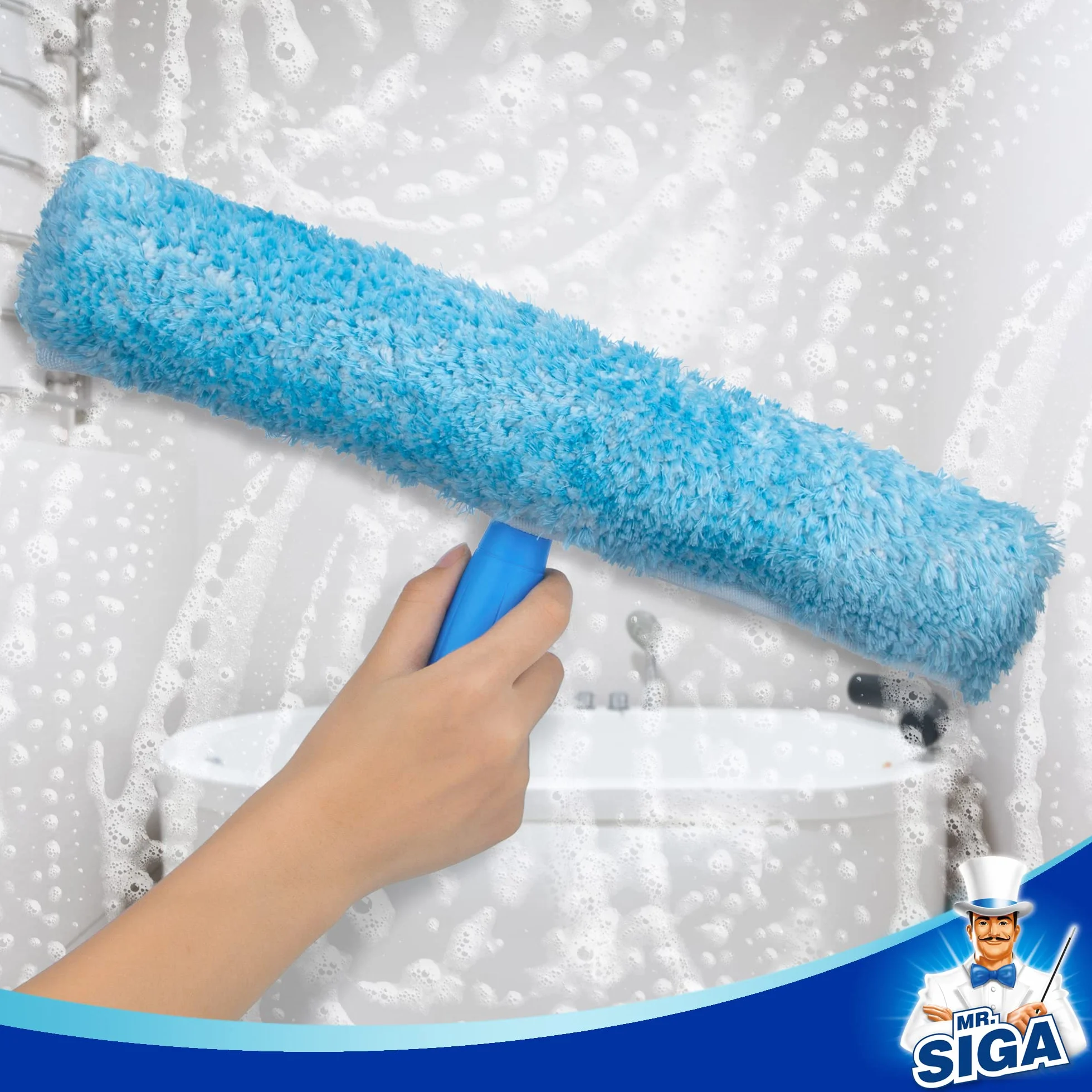 MR.SIGA 35 cm Ventana Limpieza Combo - Rasqueta limpiacristales y Microfibra Ventana Arandela