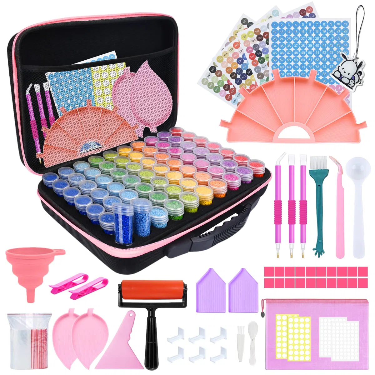 Diamond Painting Kit Completo,Contenedores de almacenamiento de pintura de diamante,70 Ranuras Diamond Painting Accesorios,Portátil,para Diamantes,Joyas
