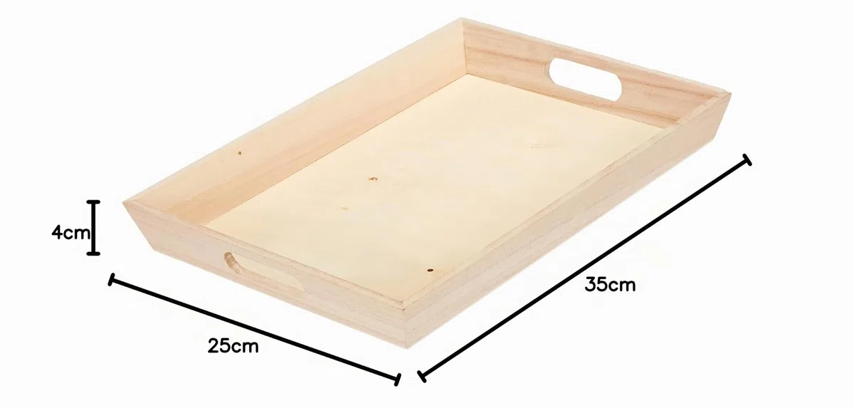Artemio VIPB2535 - Bandeja Rectangular (Madera, 25 x 35 x 4,5 cm), Color Beige