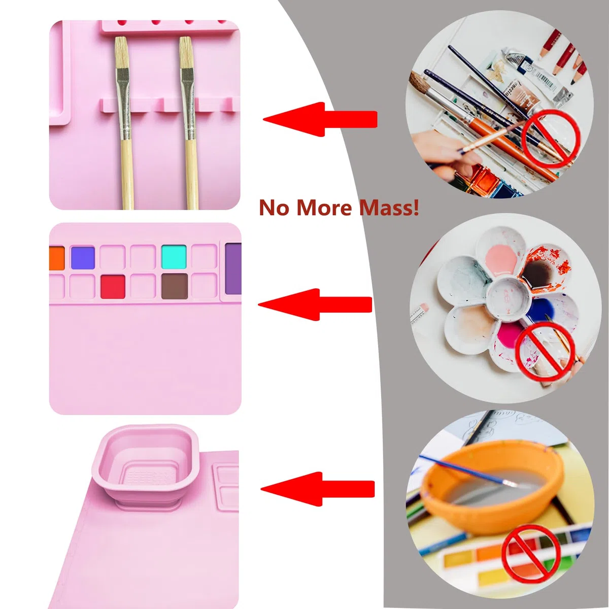 Tapete de Silicona para Pintar Alfombrilla de Silicona para Manualidades de 51x41cm con tea extraible Tapete de arte plegable para Dibujo Creación de Arte Artesanal de Bricolaje(Rosa)