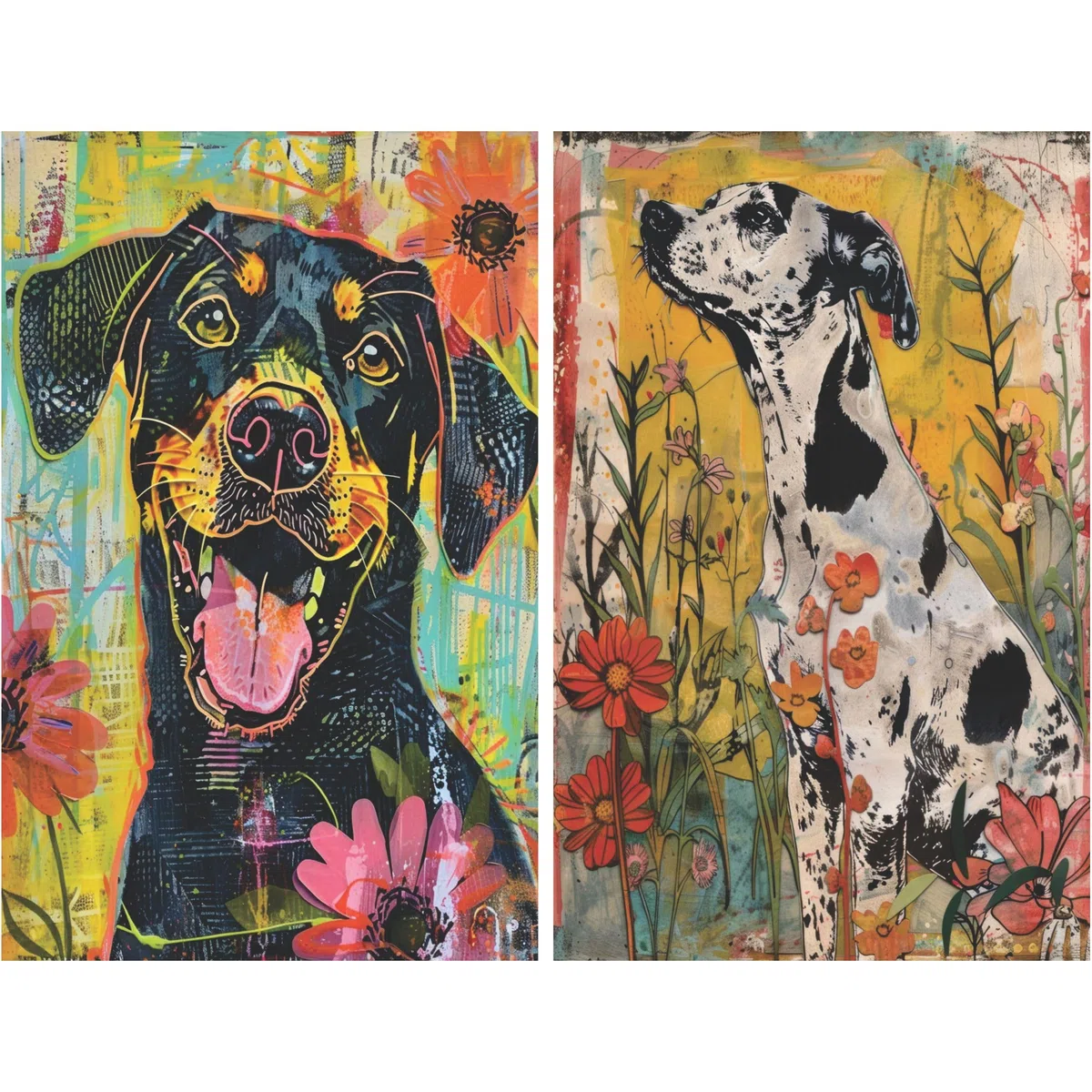 Papel de arroz Perros Abstractos, 20 x 26,6cm (6pc) - 6 Diseños para Scrapbooking Tarjetas Manualidades, Decoupage by CRAFT KREATIVELY
