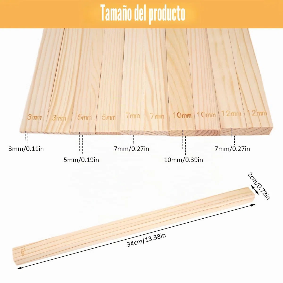 10 Piezas Herramientas de Cerámica 5 Tamaños 3/5/7/10/12mm Juego de Guías Rodillo de Amasar, Taponera de Madera para Cerámica Grosor de Arcilla Polímero | 3/5/7/10/12 mm de grosor, barras guía de rodillo, varillas de masa para alfarería, grosor de arcilla