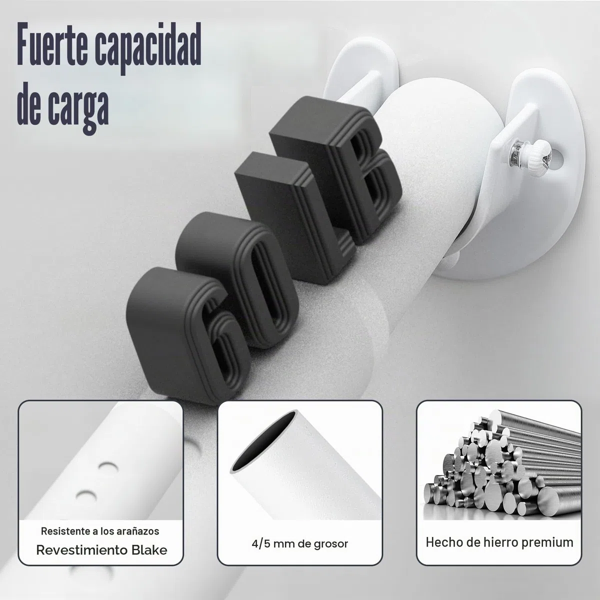 Riel ajustable para armario de 40 a 212 cm, rieles extensibles para colgar ropa, barra de armario resistente para armario, color blanco