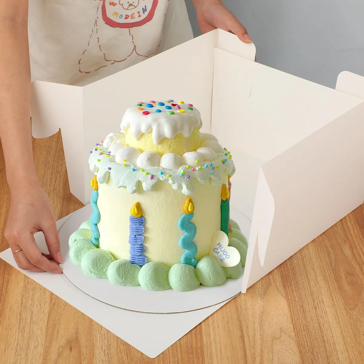 Set de cajas para tartas QinOustore 12x12x8 pulgadas (30x30x20 cm) – 5 piezas de caja para tartas alta con ventana de visión y 5 piezas de base para tartas de 2 mm de 12 pulgadas, caja para pasteles y