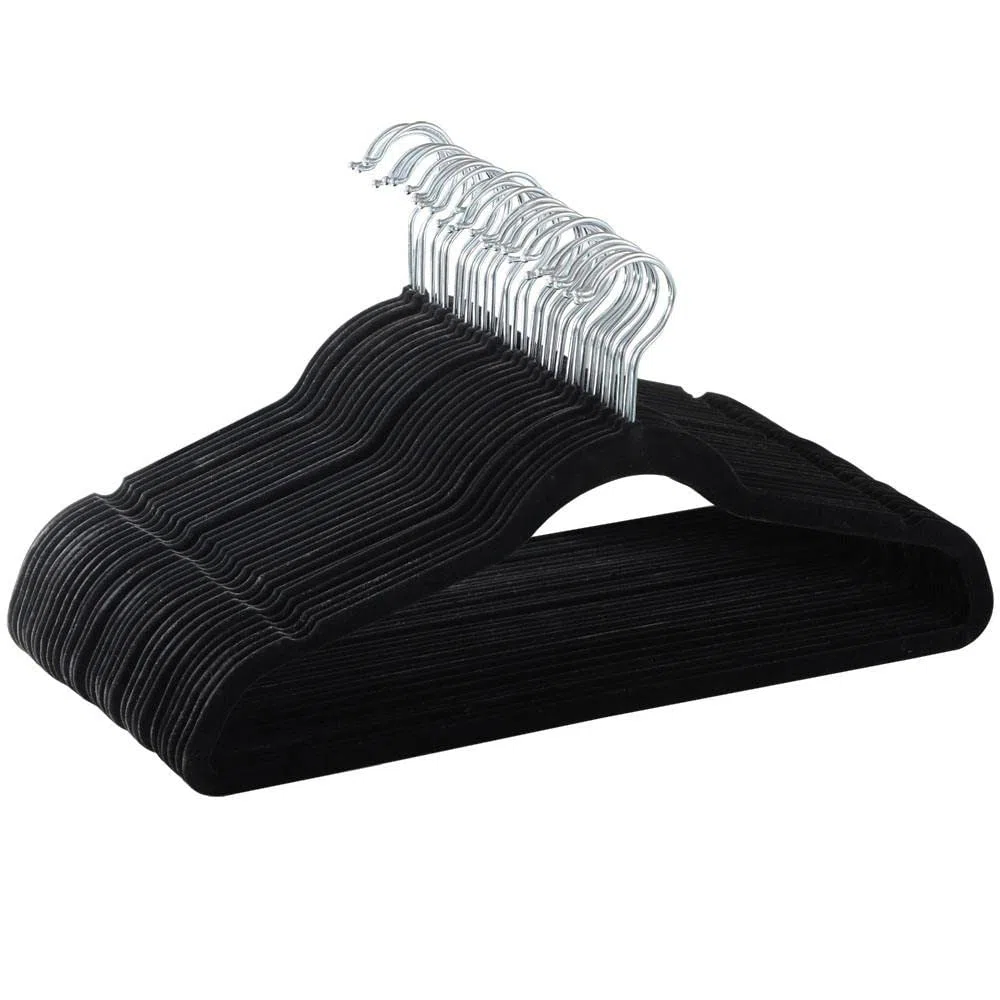Yaheetech Juego de 50 Perchas Aterciopeladas Perchas Terciopelo Antideslizantes Non-Slip Suit Clothes Hangers para Vestido Pantalón Ropa Colgador Falda Trajes Negro