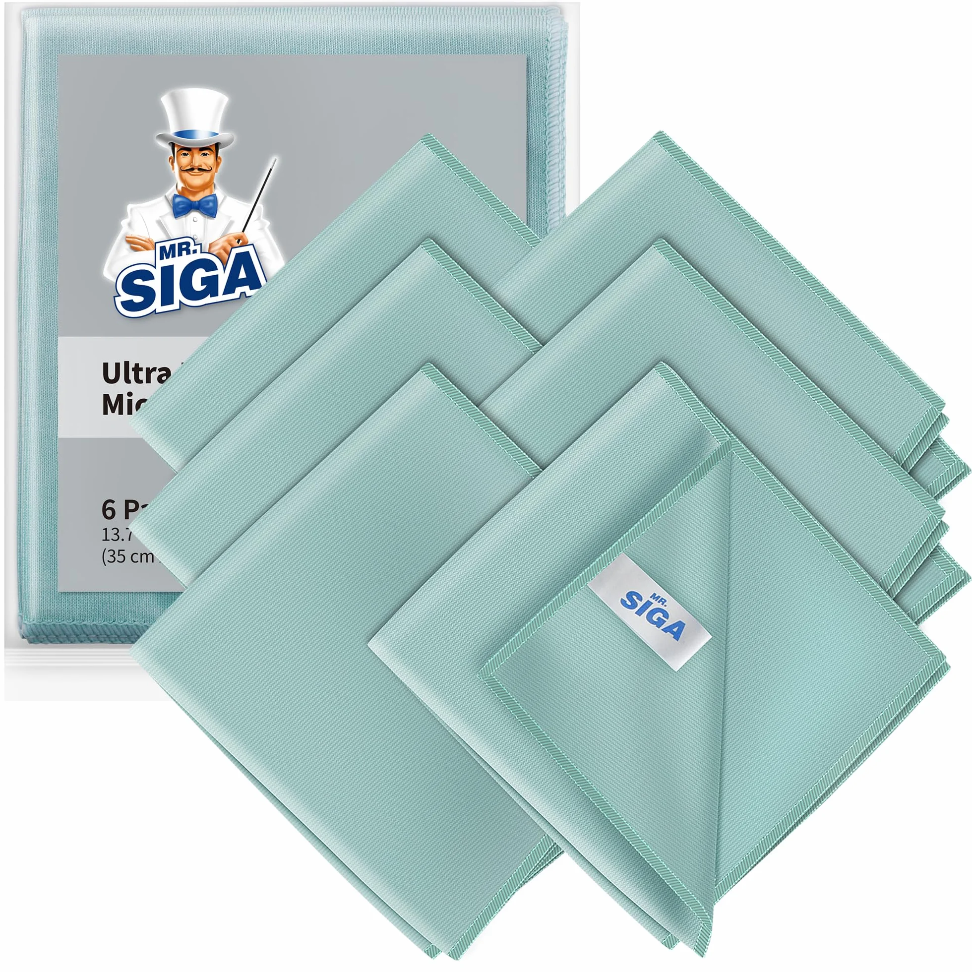 MR.SIGA Paños ultrafinos de Microfibra para Vidrio, Paquete de 6, 35 x 40 cm