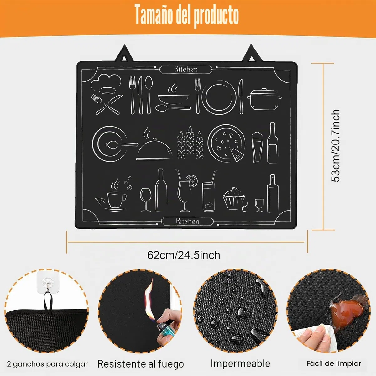 Alfombrilla Protectora para Cocina de Inducción 62x53cm, Placa de Cubierta de Cocina,Tapete de Inducción Silicona, Anti-Rasguños Antideslizantes Resistente al Calor para Placa de Inducción (figure)