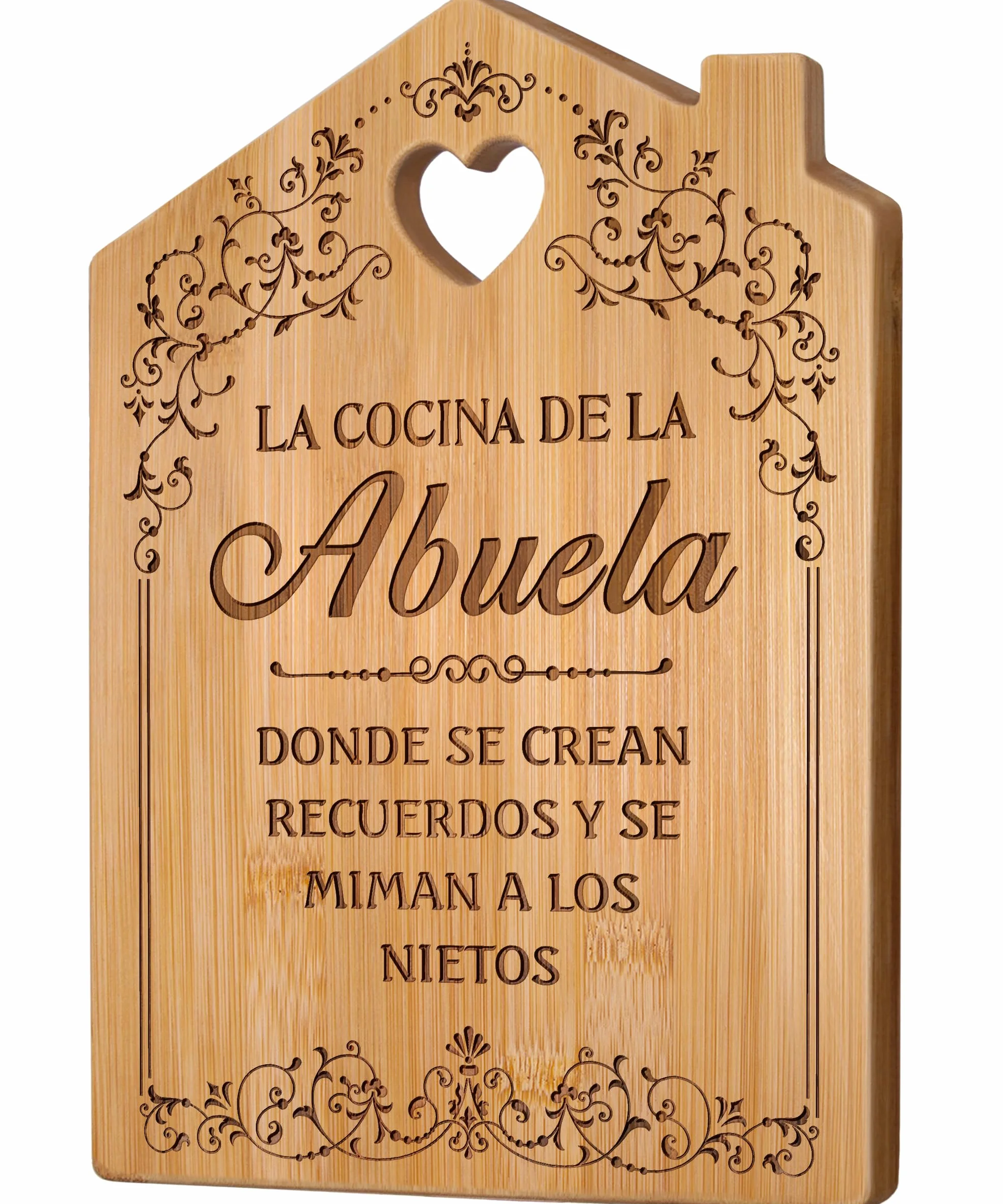 Regalo Abuela, Regalo Abuela Cumpleaños - Tabla de Cortar de Bambú Grabada en Forma de Casa, Regalo Dia de la Madre Original