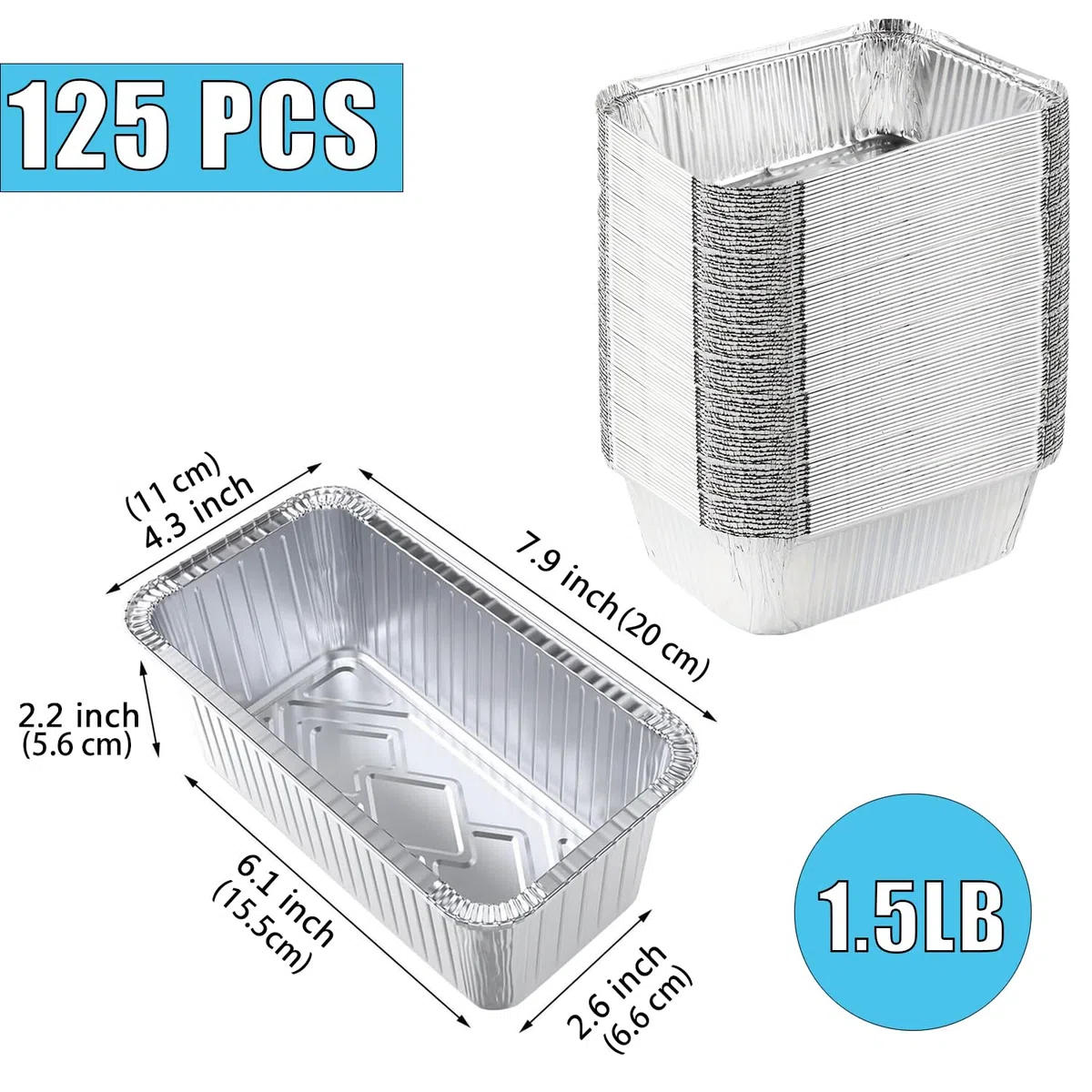 125 Moldes de Papel de Aluminio Desechables - 7,8 x 4 Pulgadas Mini Moldes para Pan y Contenedores de Alimentos