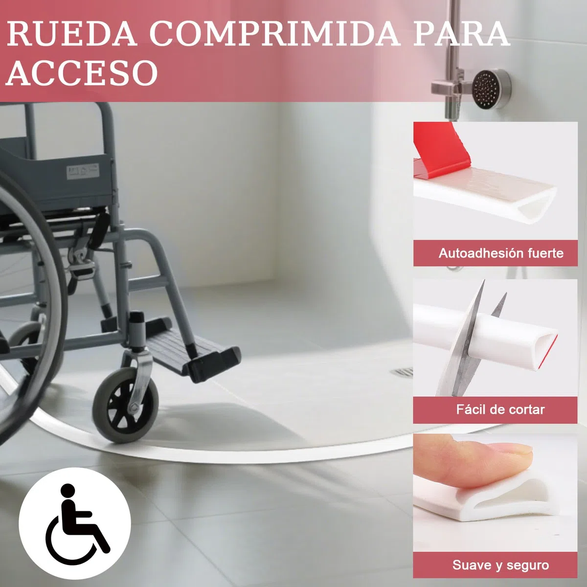 alophoty 100 cm Barrera Agua Ducha Silicona - Perfil Silicona Autoadhesiva, Borde Plato Ducha, Plegable, Impermeable, Para Mampara de Ducha, Bañera, Lavabo, Encimera Cocina