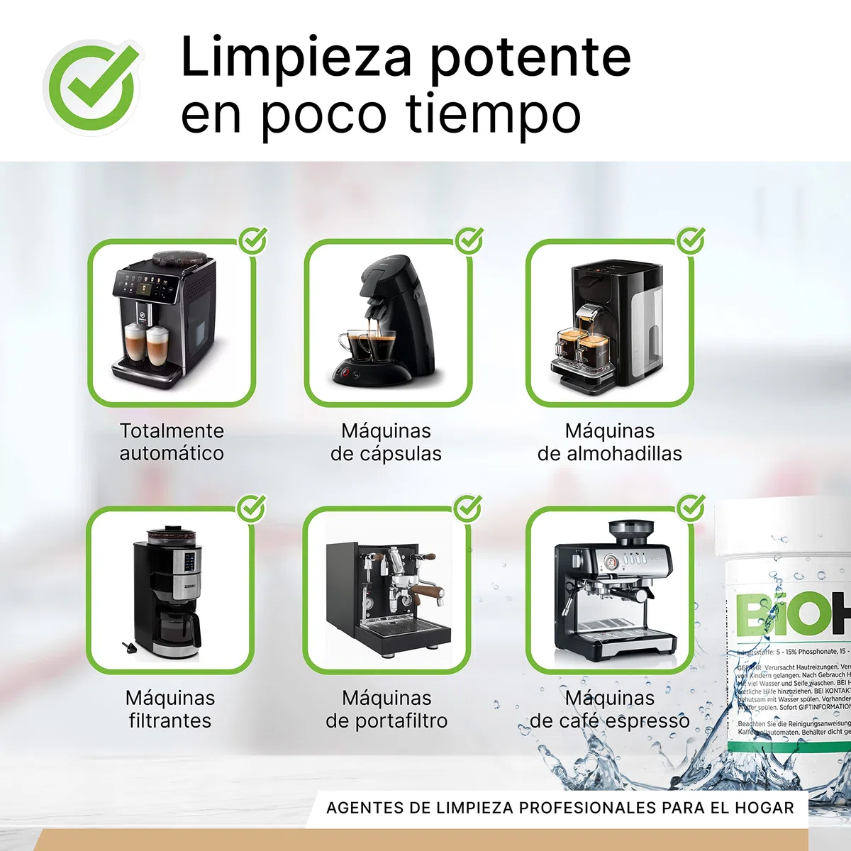 BiOHY Pastillas de limpieza para cafeteras automáticas (25 Tabs) | Todas las marcas | Mejor aroma y larga vida de los aparatos (Reinigungstabletten)