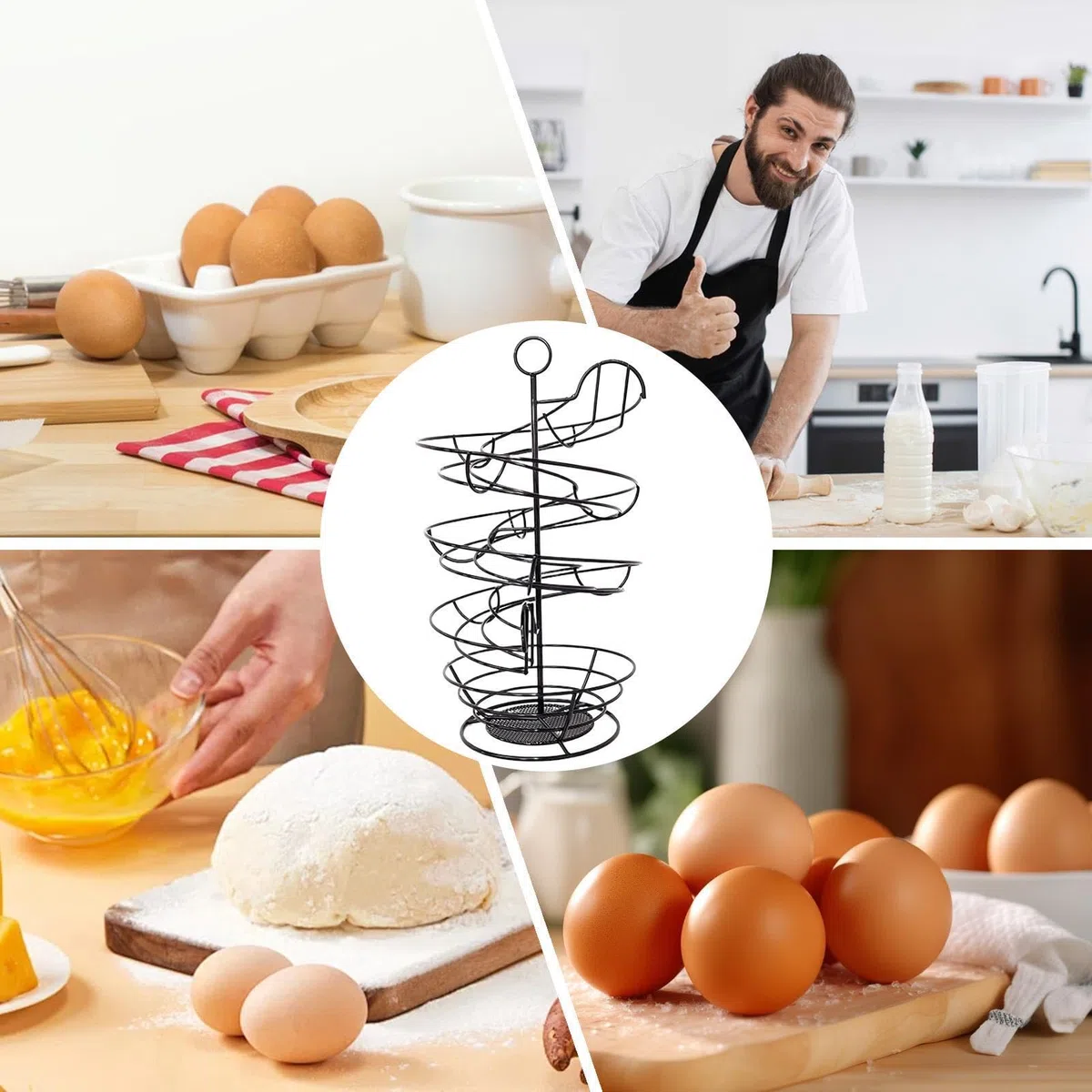 Farmhouse Egg Skelter - Estación De Cesta De Alambre Giratoria, Estante Vertical Moderno Para Condimentos De Frutas, Carrito De Estilo Industrial | Para El Hogar, Dormitorio, Apartamento Con Herramien