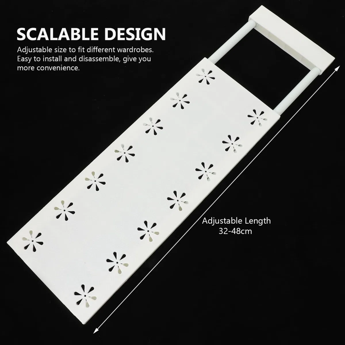 Estante Extensible Ajustable Tamaño 32-48 Cm Divisor Organizador Versátil Limpieza Fácil para Armario de Plástico Blanco Adecuado para Estantes y Baño
