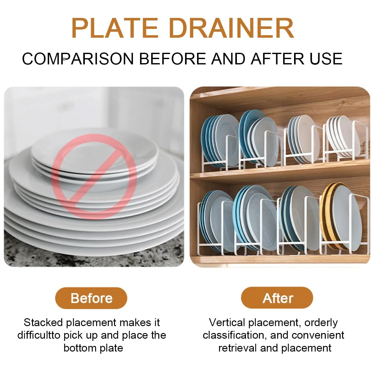 3 PCS Organizador Platos Armario Cocina, Metal Soporte Platos, Plateros de Cocina, Soporte para Platos Upright, Plateros de Cocina Mueble, Organizadores de Cocina (white)