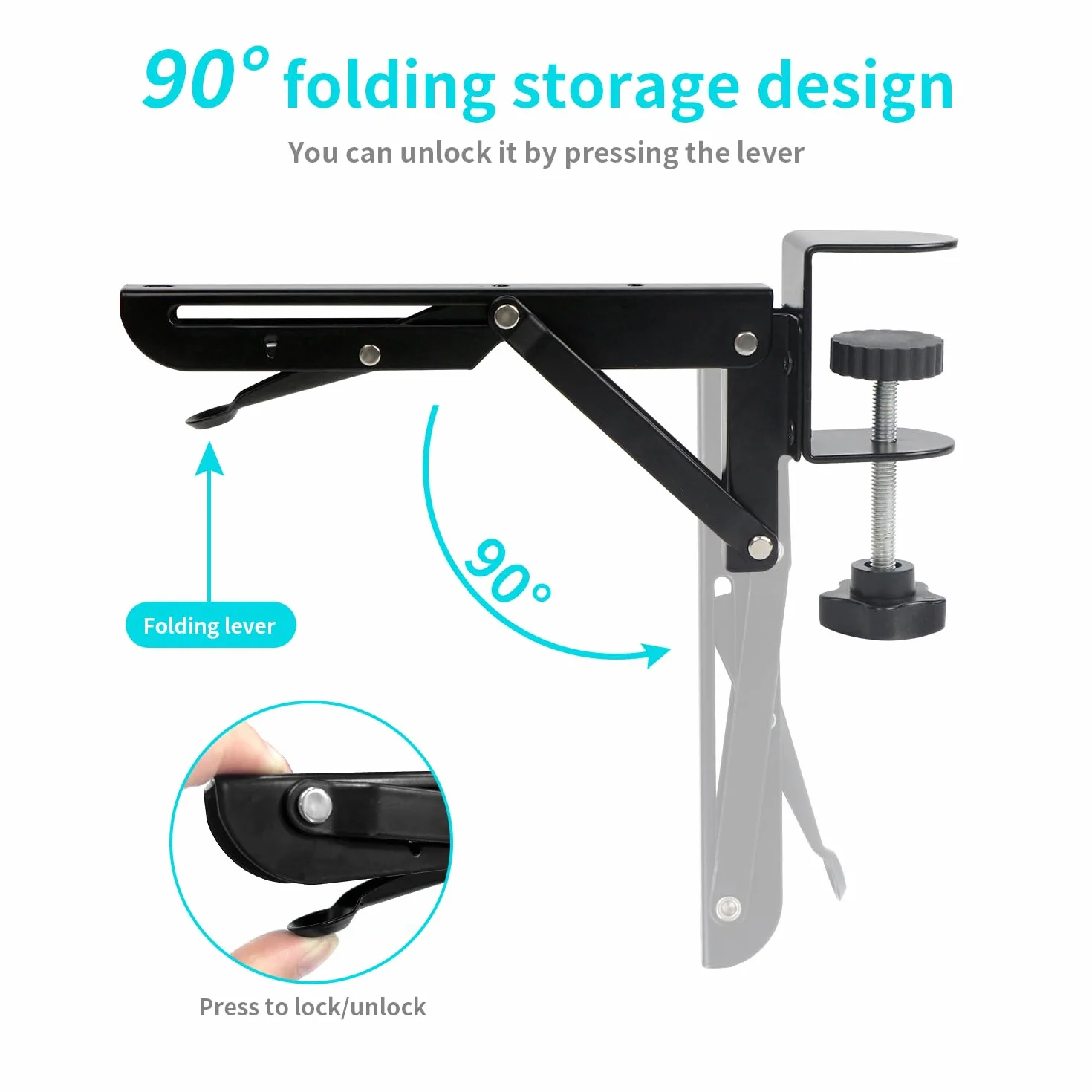 Teclado Plegable Soporte Bandeja Estantería - Estante De Teclado Plegable Abrazadera Ratón Con Ajustable C -Clip, ExtensióN Escritorio Para Mesa, Oficina Bricolaje, 2pcs