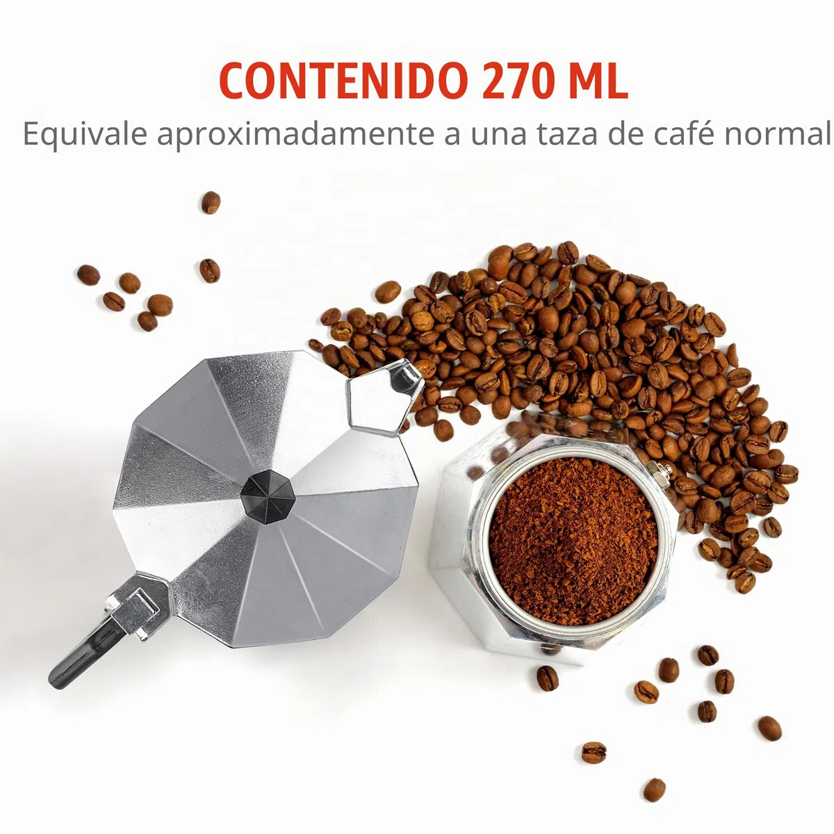 alpina Cafetera Acero Inoxidable 6 Tazas - Cafetera Italiana Acero ⌀10 x 19 CM - 320 GR - Greca de Café- Accesorios Cafetera Italiana - También con Gas/Halógeno/Cerámica - Aluminio