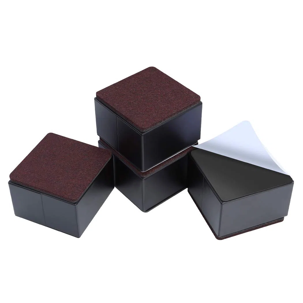 Ezprotekt Elevadores de Muebles de 5 cm, Elevadores de Cama de Acero al Carbono, 8 cm de Largo, Autoadhesivos, Resistentes, Añade 5 cm de Altura a Las Camas y Sofás, Cuadrado Negro