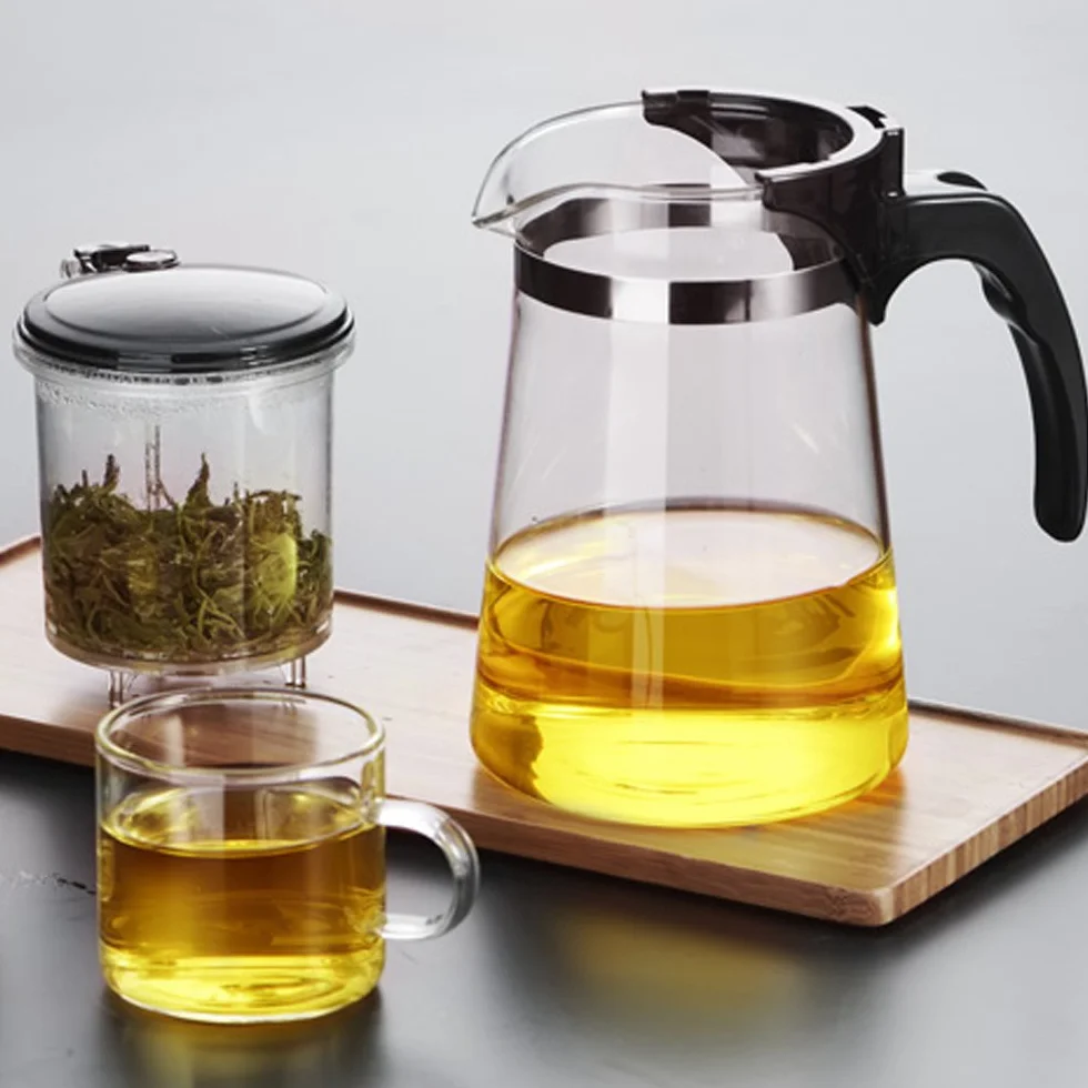 Tetera de Vidrio con Colador de Té 650ML Fácil de Filtrar