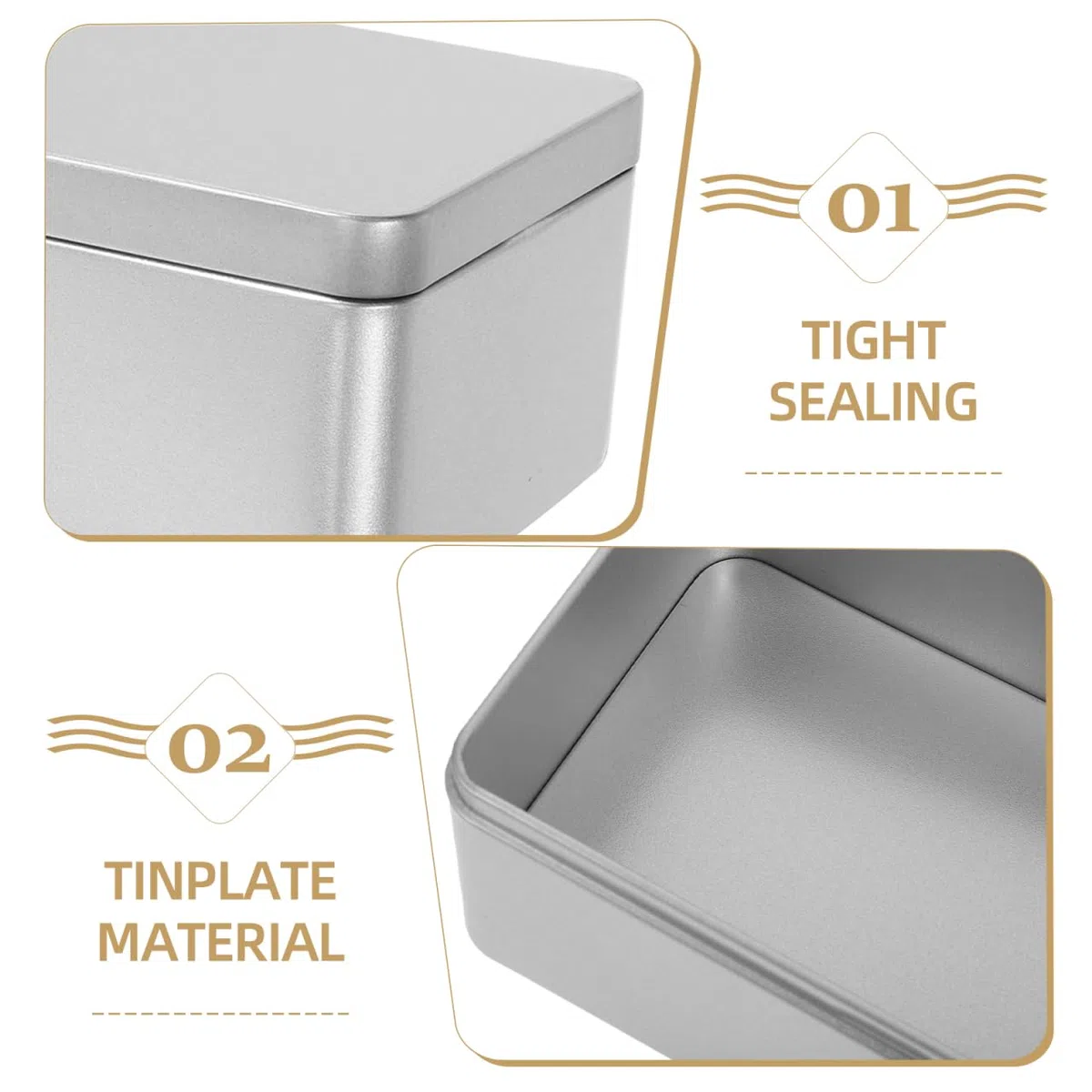 UKCOCO Caja De Almacenamiento Grande De Hojalata Rectangular Tarro De Metal Plata 18 X 9 8 X 6 5 Cm Caja Para Chocolates