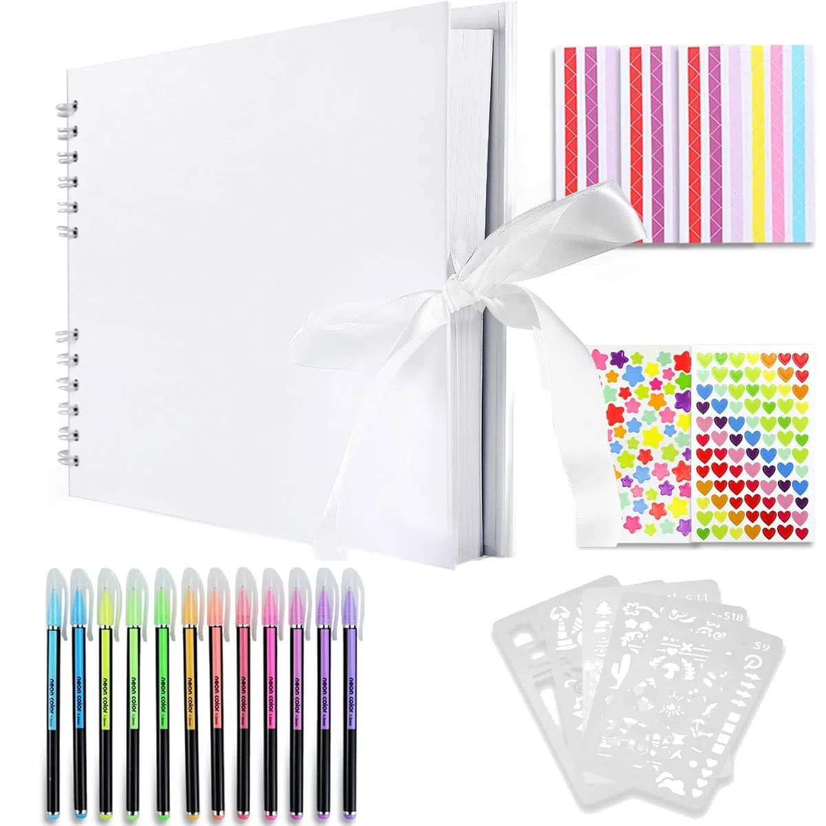 Álbum de fotos DIY, álbum de recortes blanco de 80 páginas, adecuado para insertar, equipado con pegatinas y otros accesorios, se puede utilizar como regalo conmemorativo, regalo de San