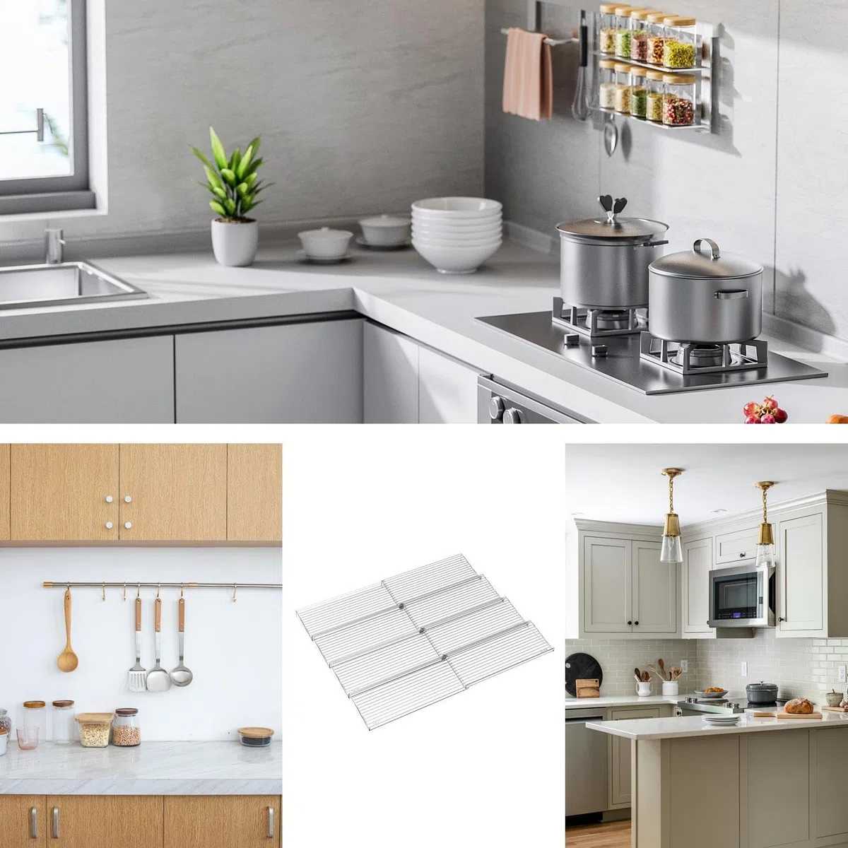 Seasoning Rack, Expandable Organizer, Drawer Storage Tray, Multi Tiered Cooking Condiment Holder for Apartment, Cabinet, Rental House, Restaurant, Pantry Use, Polystyrene White