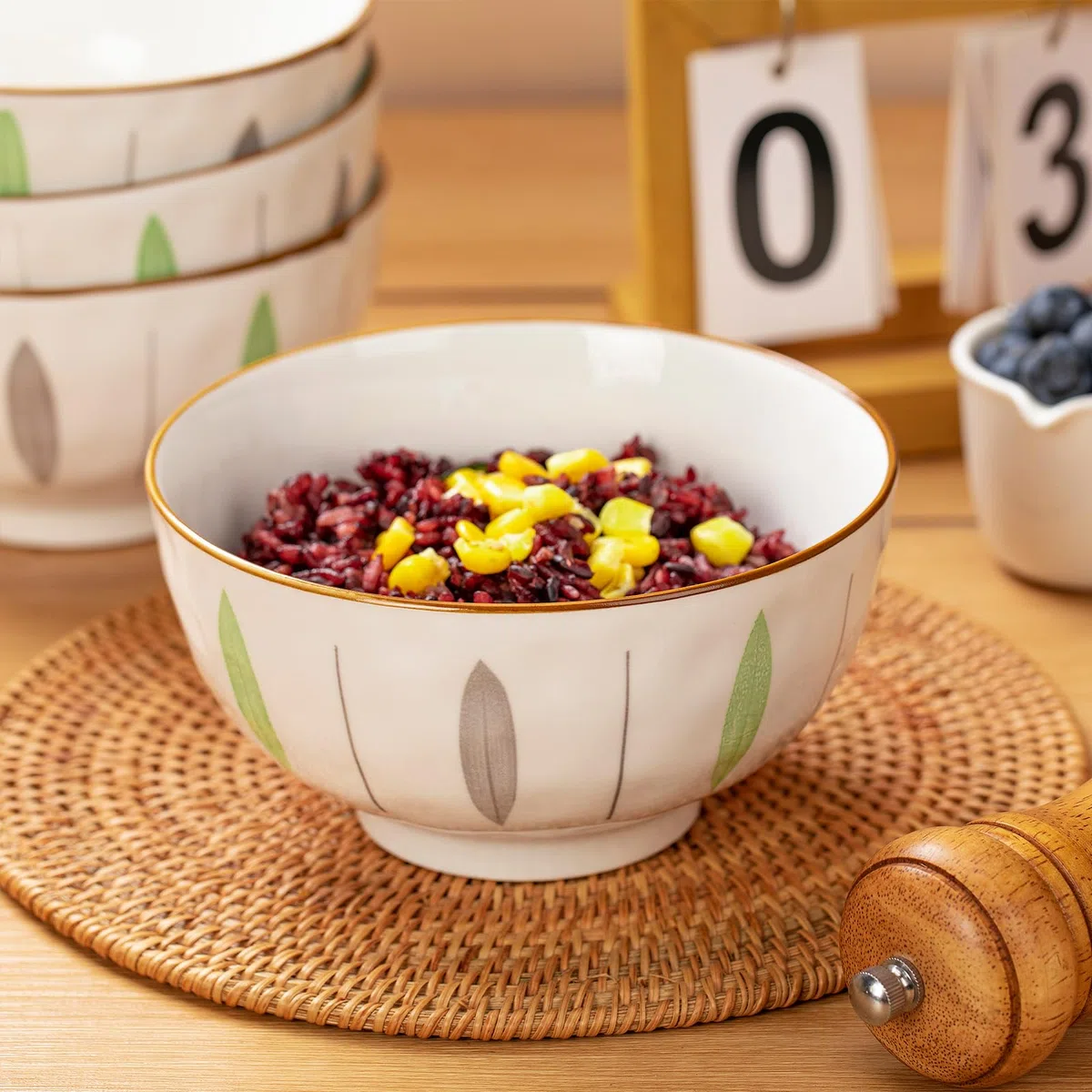 Juego de 4 cuencos de cereales, cuencos de postre, cuenco de cereales de 700 ml, cuenco de cerámica para cereales, juego de cuencos para ensalada, sopa, pasta, microondas y horno, 15,5 cm