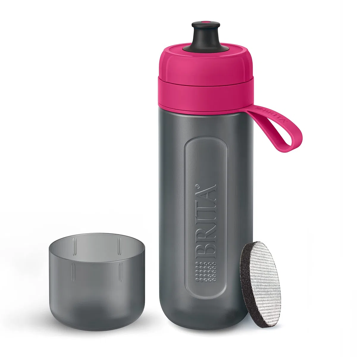 Botella filtrante BRITA Active Rosa - Filtro Tecnología MicroDisc, Óptimo sabor para disfrutar en cualquier lugar, Botella de Agua sin BPA, 0.6 litros
