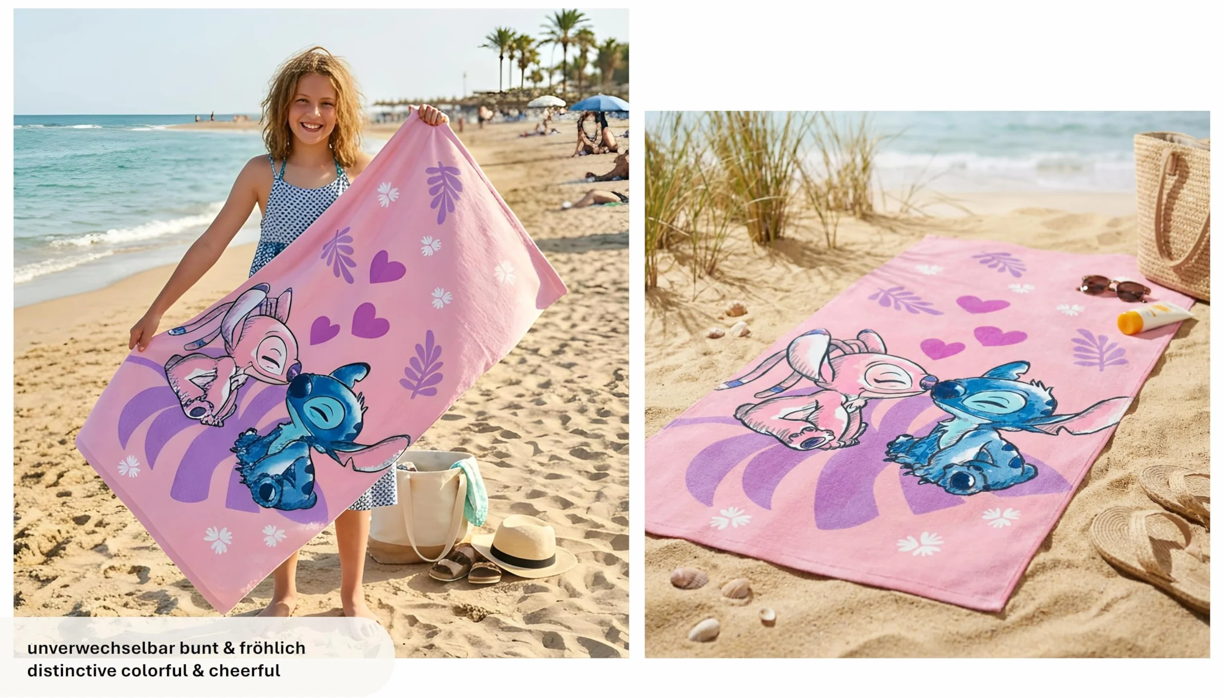 Theonoi Disney Lilo y Stitch, toalla de baño para niños, 70 x 140 cm, 100% algodón, para niñas – Standard Öko Tex