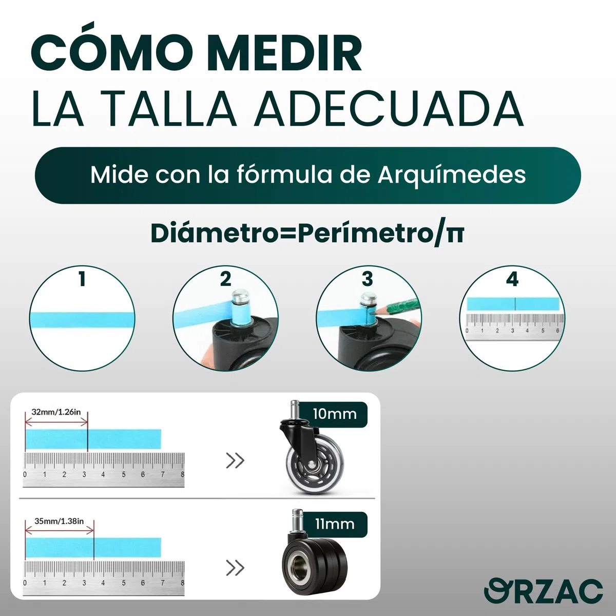 Ruedas Silla Oficina Goma para Gaming y Despacho | Vástago 10/22 mm Giro 360 | Set 5 Unidades con 2 Guantes | Silenciosas Antirayaduras para Parquet Vinilo y Madera Baldosas Recambios 10/22 mm