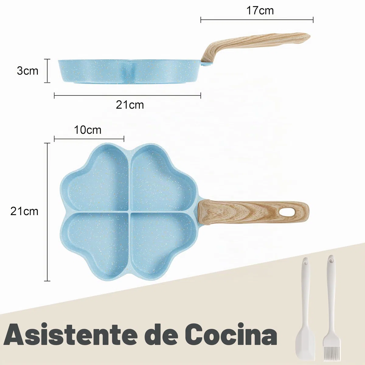 RIOVARM Antiadherente Sartenes para tortilla Inducción Sartén para huevos 4 agujeros En forma de corazón Sartén tortilla Granito Sartenes pequeñas sin PFOA Saludable Tortita Sarten para el desayuno