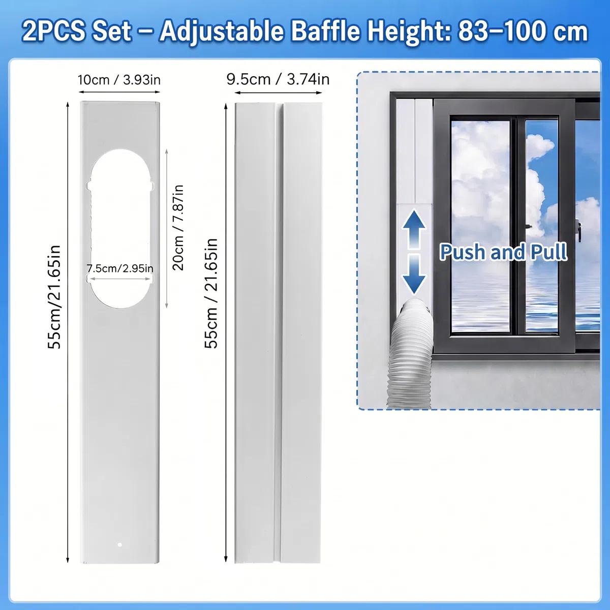 Kit portátil de ventana de aire acondicionado, kit de ventilación de ventana de aire acondicionado portátil, sello de ventana de aire acondicionado para manguera de escape de aire acondicionado