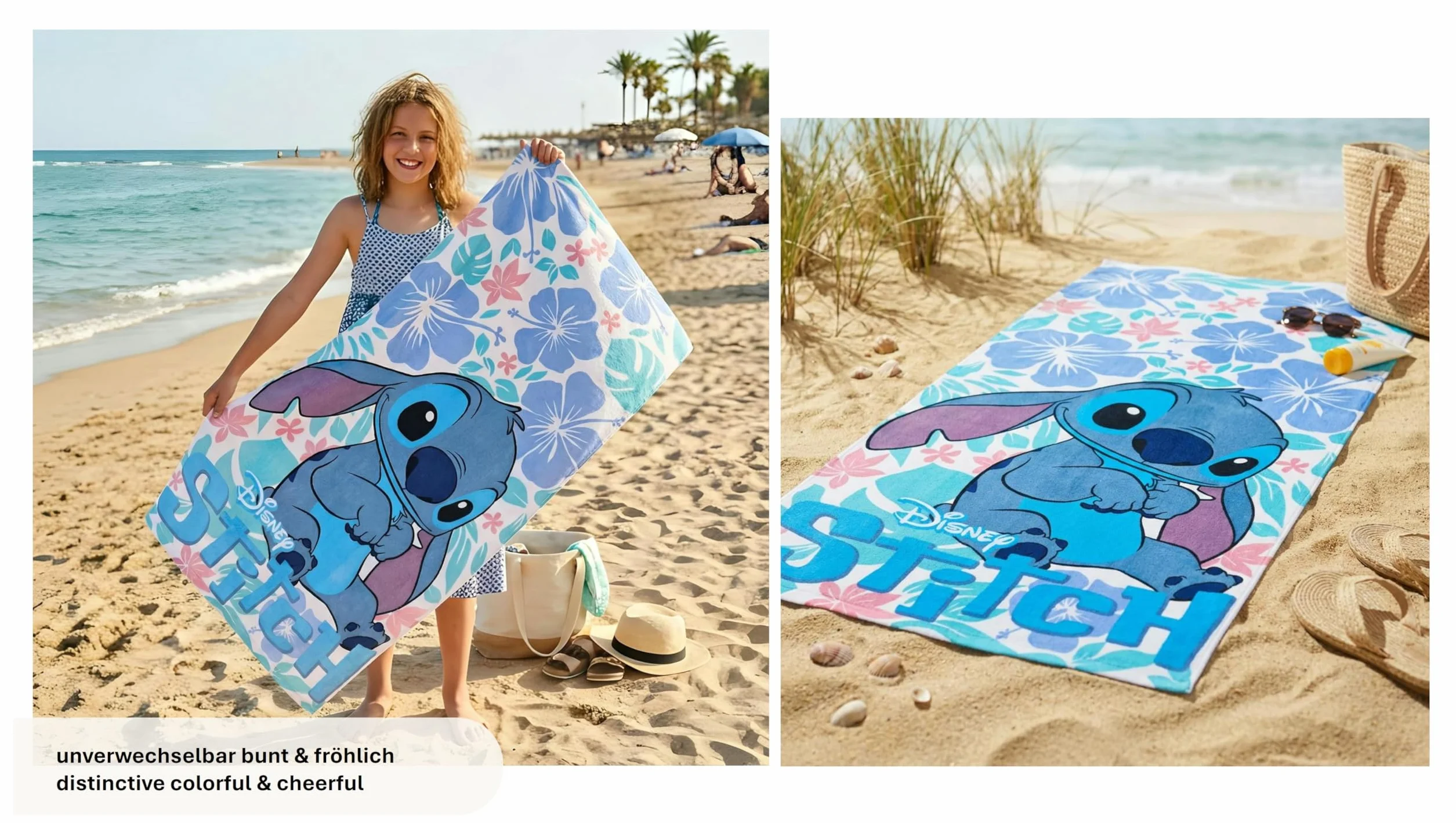 Theonoi Disney Lilo y Stitch - Toalla de baño infantil (70 x 140 cm, 100% algodón, certificado Öko Tex)
