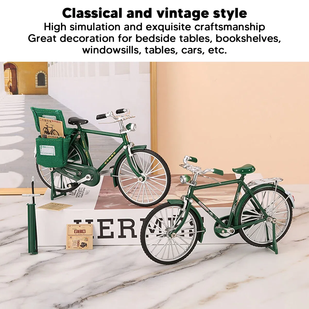 HERCHR Mini Modelo De Bicicleta Retro, Modelo De Bicicleta En Miniatura De Hierro Vintage, Adorno De Simulación, Modelo De Bicicleta, Adorno De Mesa Para Colecciones