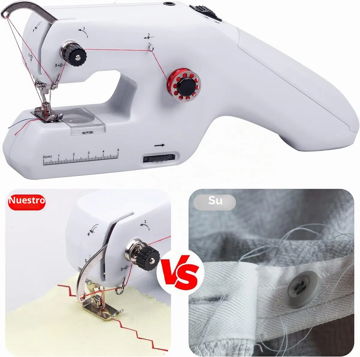 Máquina de coser a mano, mini máquina de coser eléctrica portátil, doble hilo, equipada con aguja e hilo, fácil de aplicar, para principiantes, aplicable a ropa, cortinas