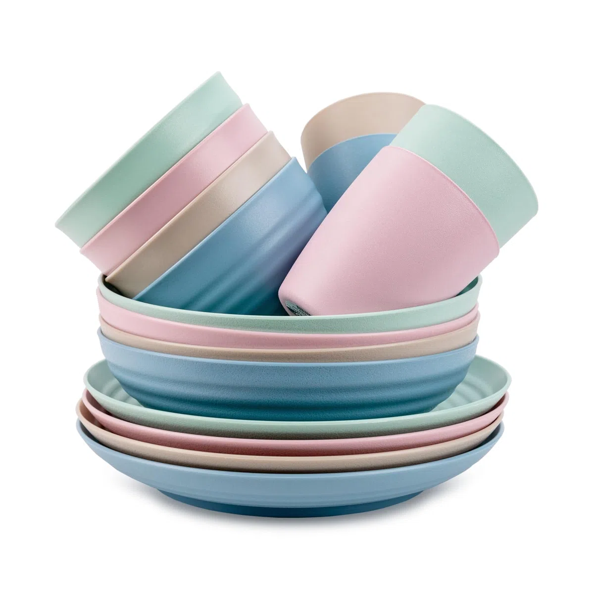 Juego de 12 Platos de Plástico Duro Classic Reutilizables e Irrompibles para Fiestas y Eventos (VRM, Semi-hondos 19 cm)