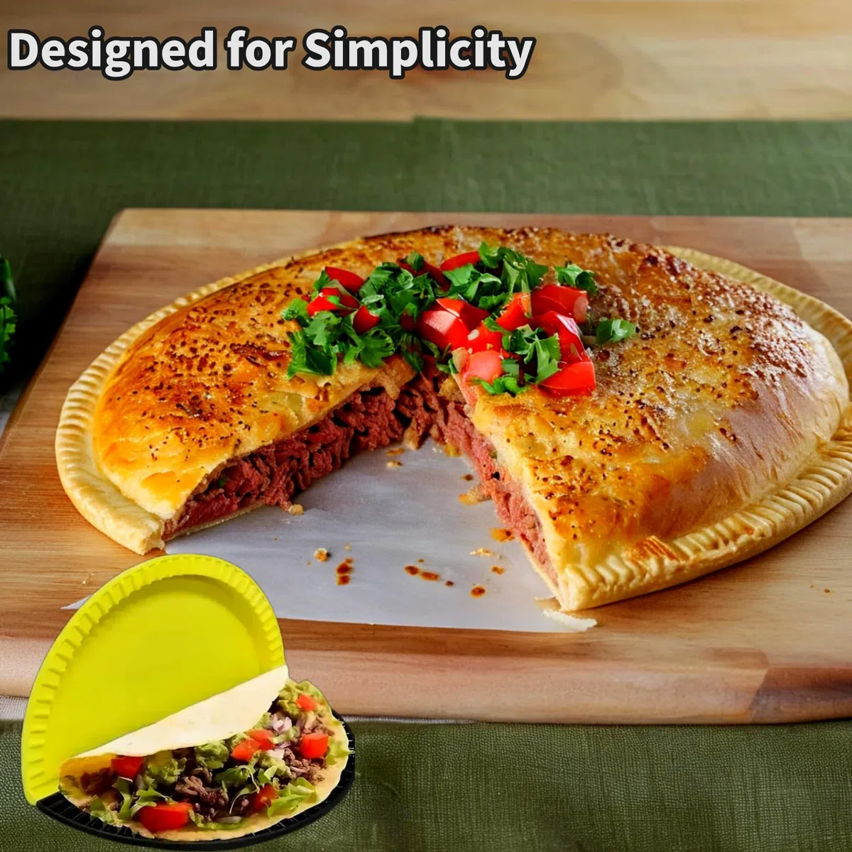 Kit de crimpadora de tortilla y quesadilla, prensa para hacer quesadilla de 2 tamaños, molde cuadrado y redondo para empanada, sellador de bolsillo para sándwich para freidora de aire, horno