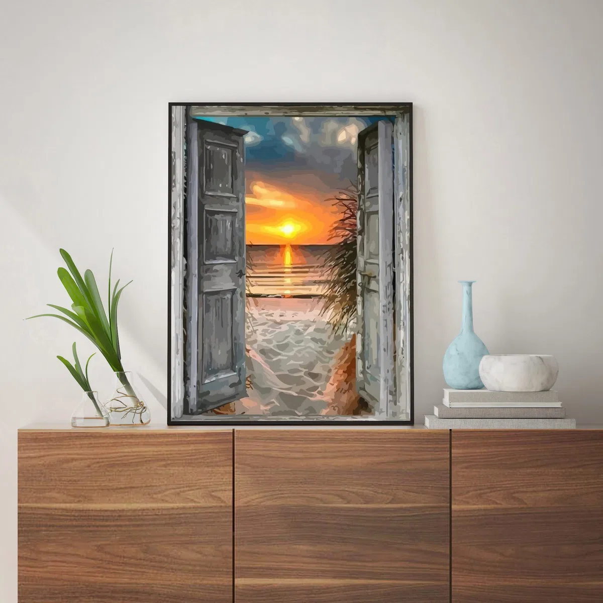 Hjjdiyes Pintura por números para adultos, puesta de sol en el mar. Kit de manualidades de pintura al óleo con lienzo sin arrugas, pinceles y pintura acrílica. Paisaje, para regalo, 40 x 50 cm