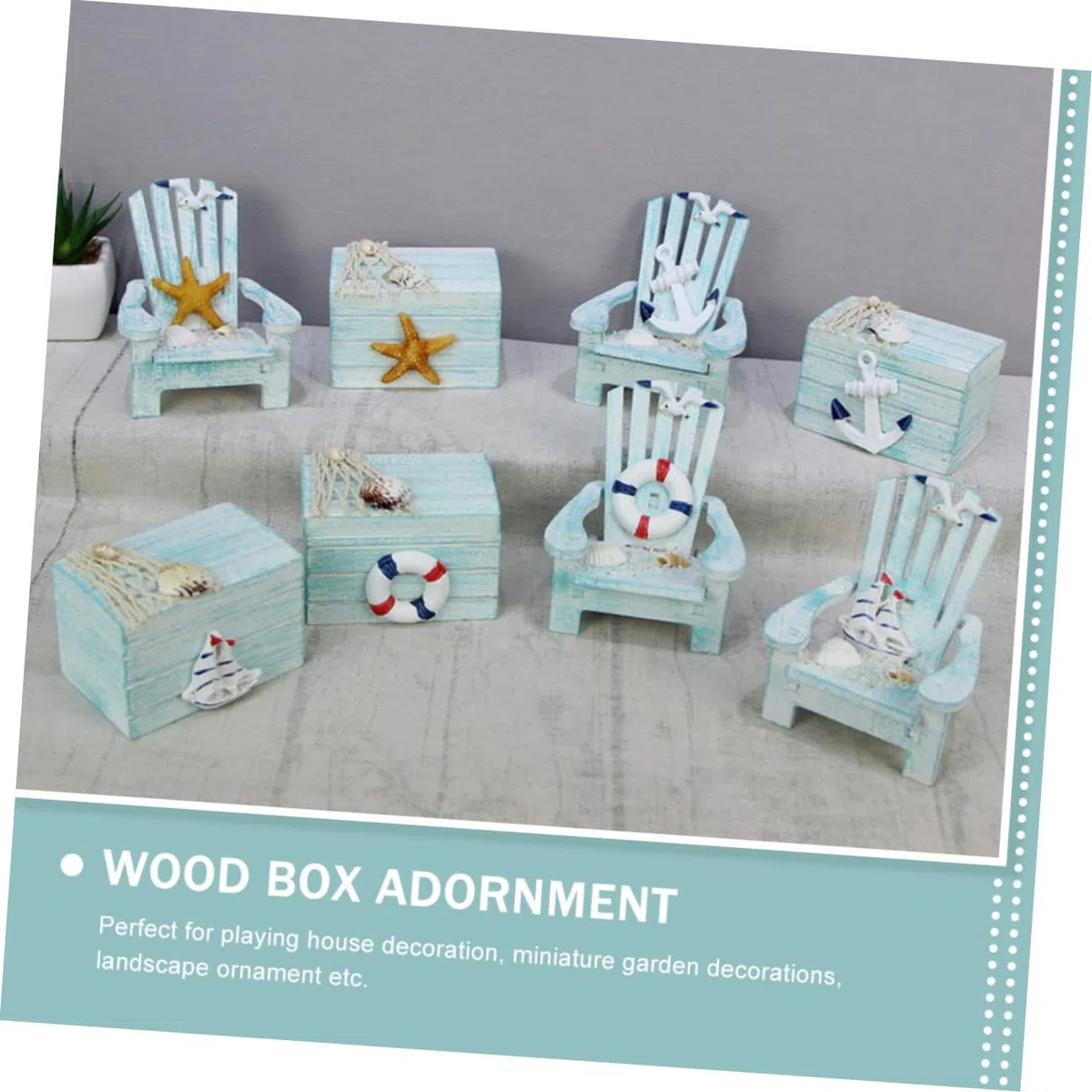 Decoración Mini Silla de Madera con Caja Forma de Silla para Escritorio y Estantería Adorno de Paisaje Miniatura para Hogar Oficina y Jardín Regalo Infantil